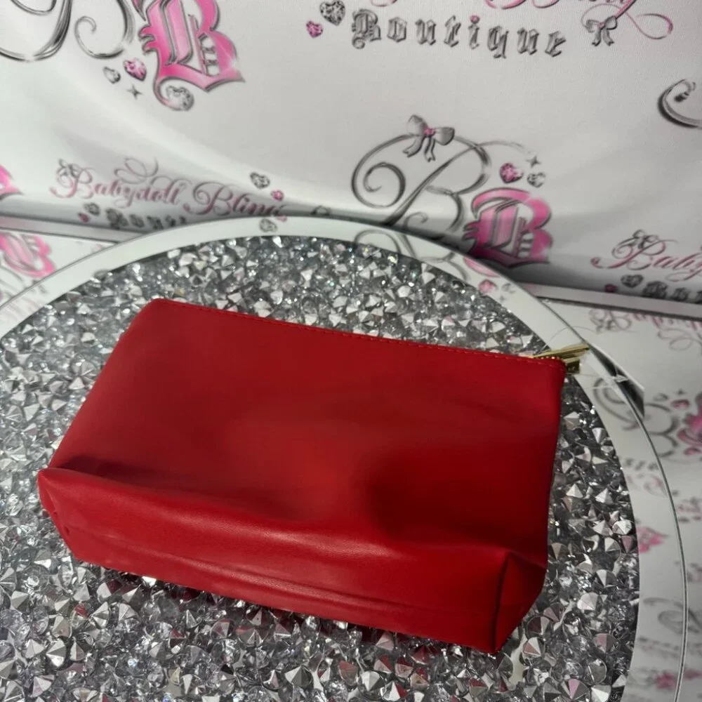 Sephora bag makeup cosmetic case bag red black gold zipper brand new